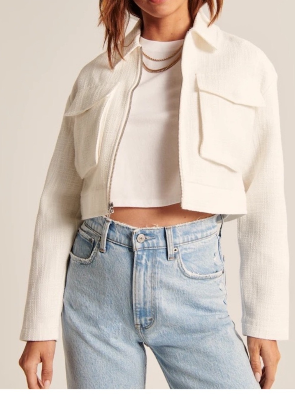 Abercrombie & Fitch Tweed Style Cropped Jacket